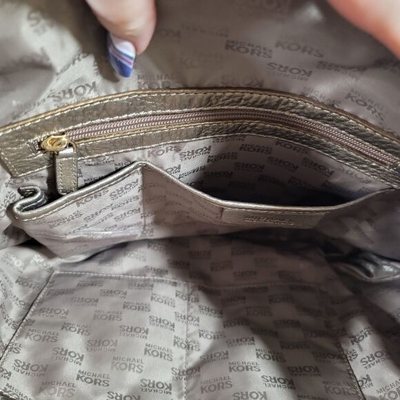 Michael Kors Rouched Gansevoort Bronze and Gold Tote or Large Hand Bag - Picture 14 of 16